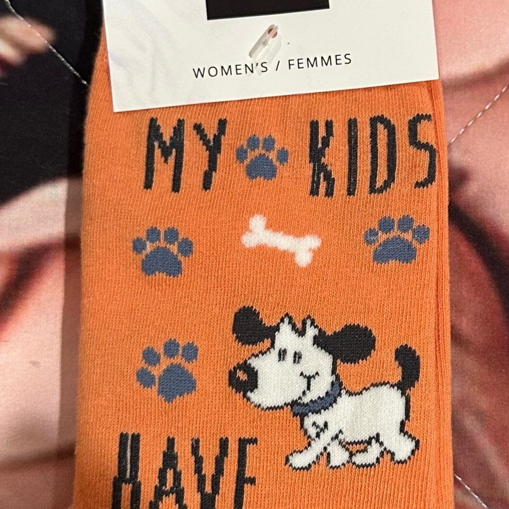 Playful Dog Print Orange Socks